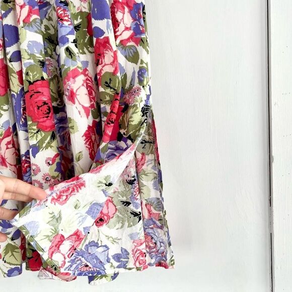 90s Vintage Carol Anderson Floral Cotton Garden Cottage Dress 2 XS Womens 0 4 - Picture 3 of 6